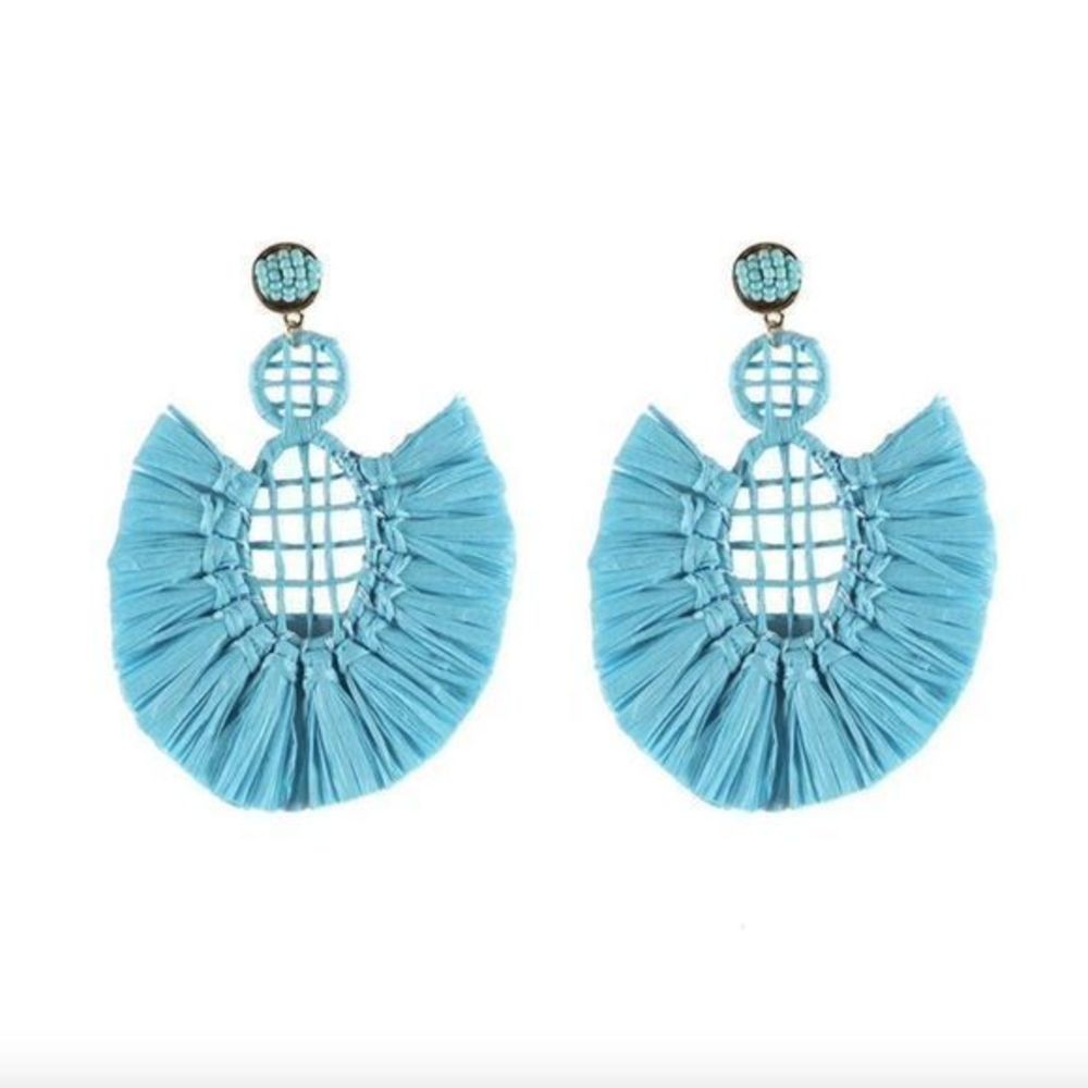 Bohemian Large Statement Drop Earrings - Blue